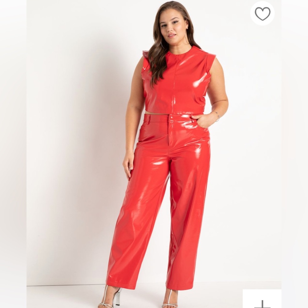 Patent faux leather pants and cropped tank (set)